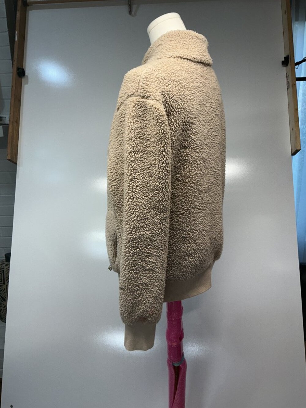 Calvin Klein L Tan Sherpa Teddy Fleece Full Zip Jacket Cozy Fall Winter - Picture 4 of 13